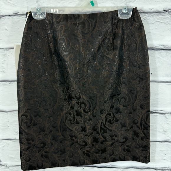 W WORTH Skirt Brown Mink Metalic Shimmer Pencil USA Skirt Size 2 wedding… - Picture 4 of 11